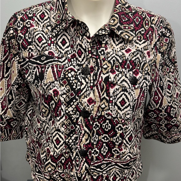 Ruby Rd. Black and Red Geometric Size 16 - Picture 1 of 7